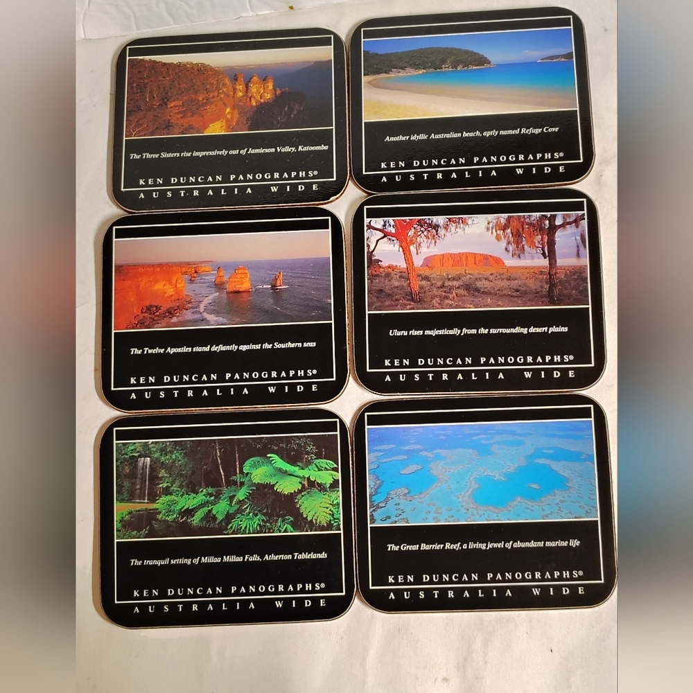 Ken Duncan Coasters Pantographs Australia Wide Collection Cork Set Of 6 With Box